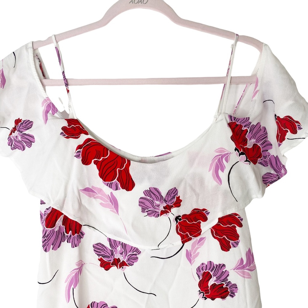 Bardot Floral Off Shoulder Cold Shoulder Floral Top Size 8 Medium - Picture 7 of 9